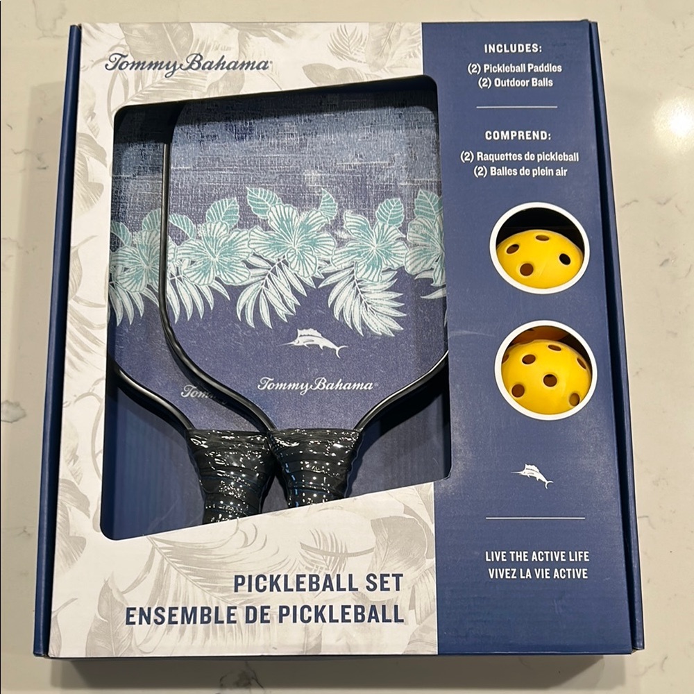 Tommy Bahama Pickleball Set with Blue and Yellow Accents